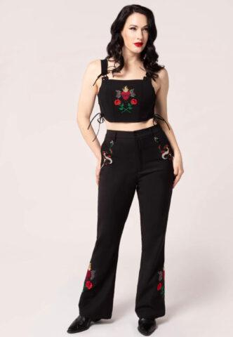 Hellbunny – Viva Maria Black – Hose – Schwarz – M – 70% Polyester, 27% Viskose, 3% Elastan