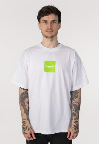 HUF – 89 Box Logo White/Huf Green – T-Shirt – Weiß – XL – 100% Baumwolle