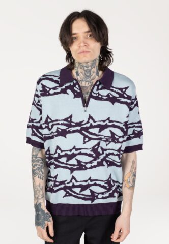HUF – Fantasies Knit Light Blue – Polo – Blau – XL – 100% Baumwolle