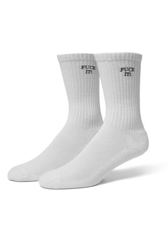 HUF – Fuck It Embroidered White – Socken – Weiß – Onesize – gid://shopify/Metaobject/268984484077