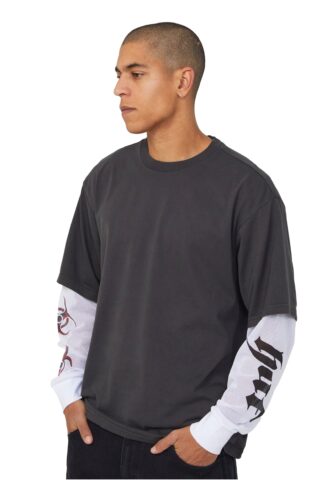 HUF – Leon Double Layer Vintage Black – Longsleeve – Schwarz – S – 100% Baumwolle