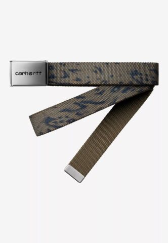 Carhartt WIP – Clip Chrome Duck Feather Print Cypress – Gürtel – Grün – Onesize – 100% Polyester