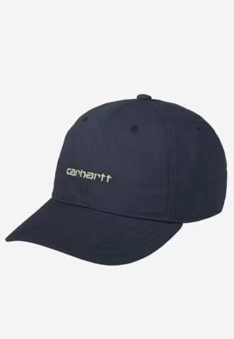 Carhartt WIP – Canvas Script Deep Night/Gentle Green – Cap – Blau – Onesize – 100% Baumwolle