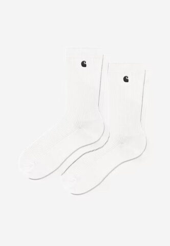 Carhartt WIP – Madison Pack Of 2 White/Black – Socken – Weiß – Onesize – 83% Baumwolle, 15% Polyamid, 2% Elastan
