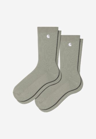 Carhartt WIP – Madison Pack Of 2 Shady Green/White – Socken – Grün – Onesize – 84% Baumwolle, 14% Polyester, 2% Elastan