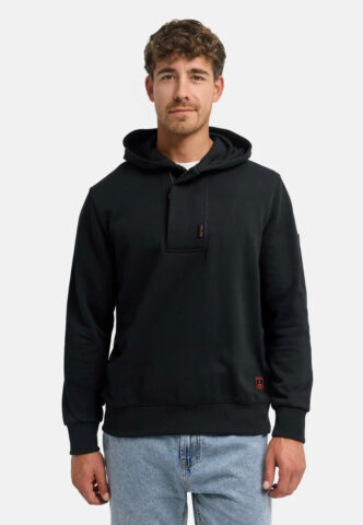 Indicode – Tavwin Half Zip Jet Black – Hoodie – Schwarz – L – 85% Baumwolle, 15% Polyester