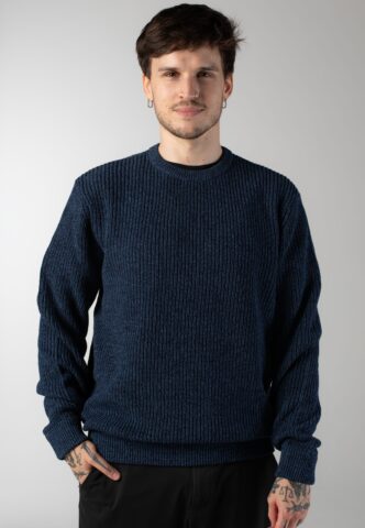 Iriedaily – Mixmash Knit Midnight – Pullover – Blau – L – 100% Bio-Baumwolle