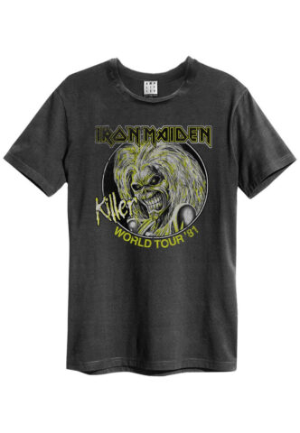 Iron Maiden – Killers World Charcoal – T-Shirt – Grau – S – 100% Baumwolle