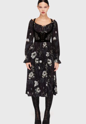 Killstar – Ivory’s Chorus Midi Black/Ivory – Kleid – Schwarz – S – 100% Polyester