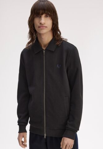 Fred Perry – Zip Through Collared Black – Jacke – Schwarz – M – 70% Baumwolle, 30% Polyester,Schweiß