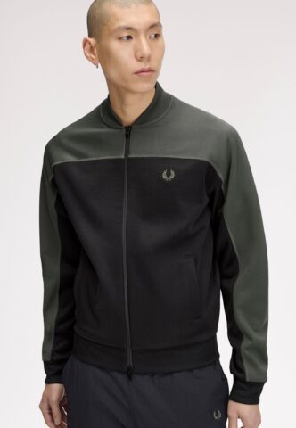 Fred Perry – Colour Block Track Field Green – Trainingsjacke – Grün – M – 50% Baumwolle, 50% Polyester