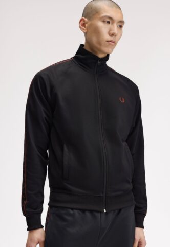 Fred Perry – Contrast Tape Track Black – Trainingsjacke – Schwarz – L – 55% Polyester, 45% Baumwolle