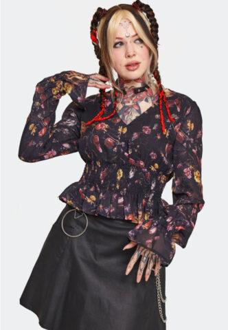 Jawbreaker – Garden Skull Print Multicoloured – Oberteil – Mehrfarbig – L – 100% Polyester