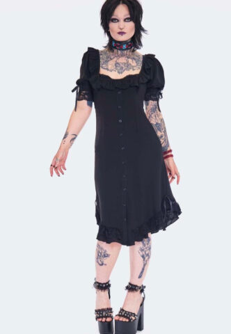 Jawbreaker – Lace Neck Black – Kleid – Schwarz – XS – 100% Polyester