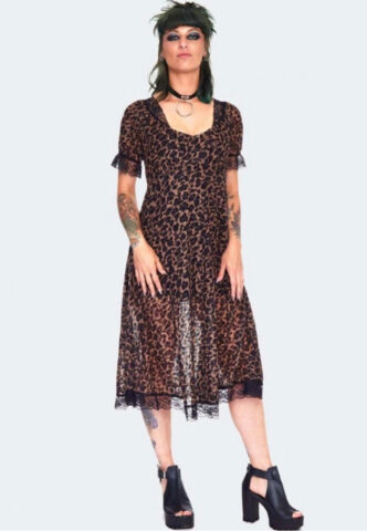 Jawbreaker – Leopard Print Brown – Kleid – Braun – M – 100% Polyester