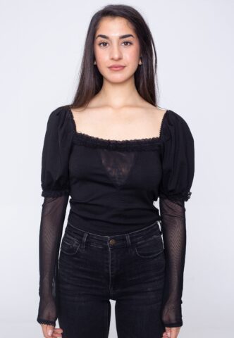 Jawbreaker – Mesh Panels With Lace Black – Oberteil – Schwarz – XS – 60% Viskose, 35% Polyester, 5% Elastan