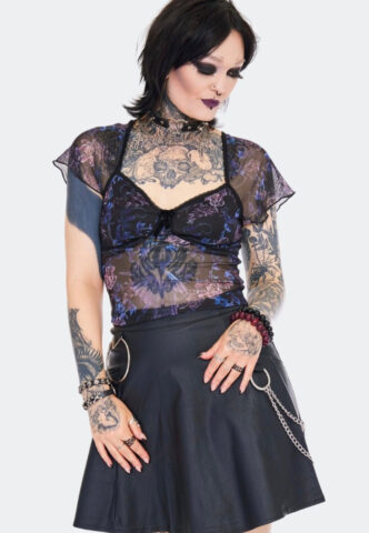 Jawbreaker – Night Crow Printed Mesh Black – Oberteil – Schwarz – XL – 92% Polyester, 8% Elasthan