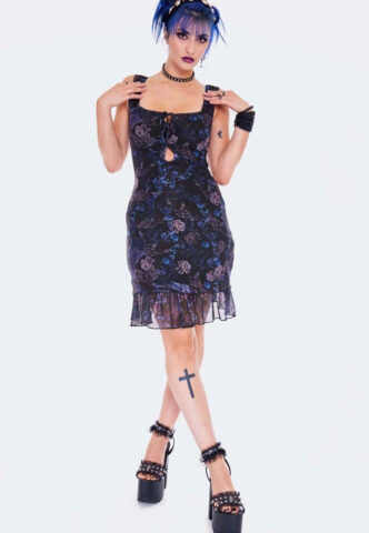 Jawbreaker – Night Crow Printed – Kleid – Blau – XL – 92% Polyester, 8% Elasthan
