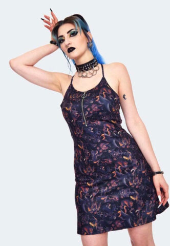 Jawbreaker – Paradise Lost Print Slip Black – Kleid – Schwarz – L – 95% Polyester, 5% Elastan
