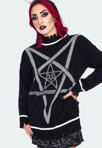Jawbreaker – Pentagram Star Oversized Black – Pullover – Schwarz – XXL – 100% Polyacryl