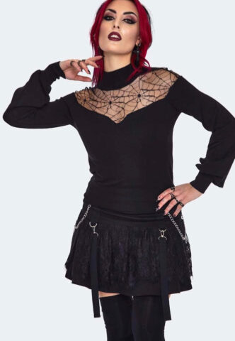 Jawbreaker – Spiderweb Lace Black – Pullover – Schwarz – XS – 70% Viskose, 30% Nylon