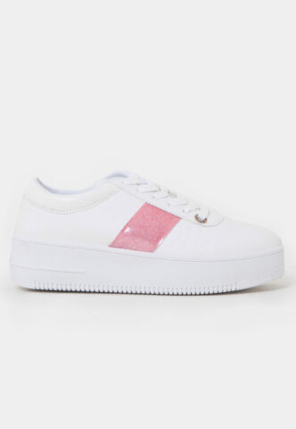 Koi Footwear – Eternia Pink Stripe Platform White – Girl Schuhe – Weiß – EU 37 – Synthetic/Textile/Gummi
