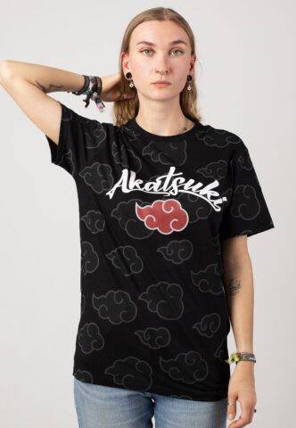 Naruto – Akatsuki Allover – T-Shirt – Schwarz – L – 100% Baumwolle