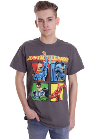 Justice League – Squares Charcoal – T-Shirt – Grau – S – 100% Baumwolle
