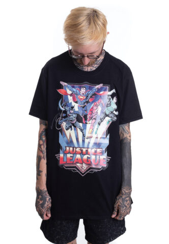 Justice League – Team Up! – T-Shirt – Schwarz – M – 100% Baumwolle,Jersey