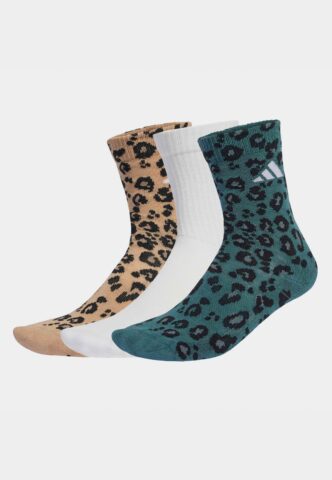 Adidas – Leopard Print Pack Of 3 Multco/Warsan/White/Multc – Socken – Mehrfarbig – XS – 55% Baumwolle, 45% Polyester