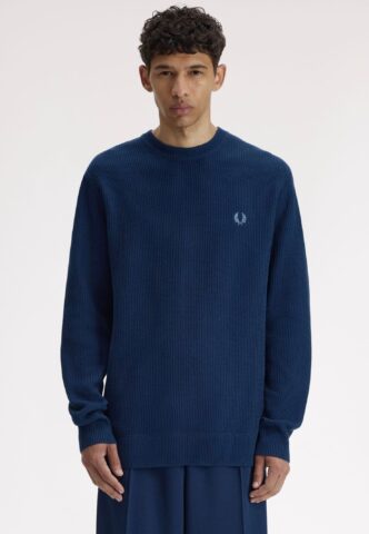 Fred Perry – Textured Jumper Tennis Blue – Pullover – Blau – M – 100% Baumwolle