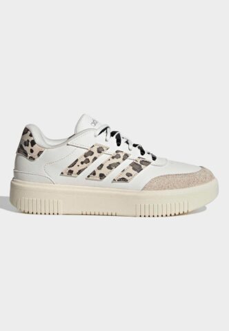 Adidas – Courtblock Bold Core White/Crystal Linen/Core Black – Girl Schuhe – Weiß – EU 36 2/3 – Textile, Leather/Textile/Gummi