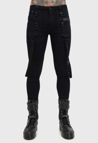 Killstar x Kihilist – Bondage Black – Hose – Schwarz – XS – 73% Baumwolle 25% Polyester 2% Elastan
