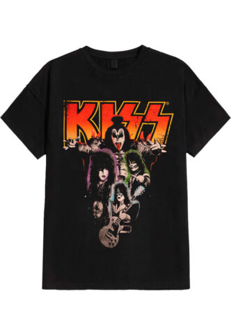Kiss – Neon Band – T-Shirt – Schwarz – XL – 100% Baumwolle