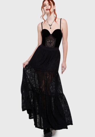 Killstar – Kiss Of Night Maxi Black – Rock – Schwarz – S – 100% Polyamid