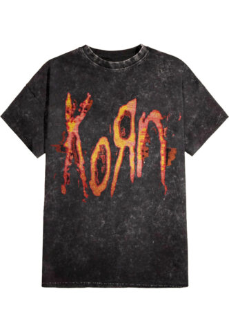 Korn – Logo Washed – T-Shirt – Schwarz – S – 100% Baumwolle