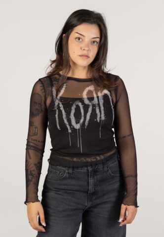 Korn – Still A Freak Mesh Cropped – Longsleeve – Schwarz – M – gid://shopify/Metaobject/72785363181