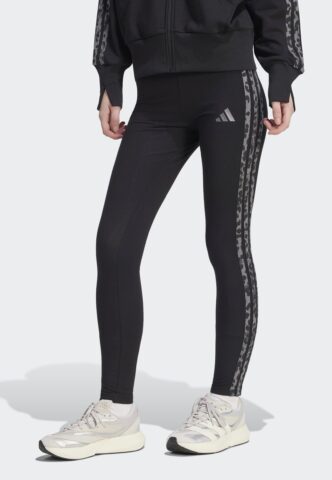 Adidas – Seasonal Essentials Animal Print 3- Stripes Black/Multicolor/Grey Four – Leggings – Schwarz – XS – gid://shopify/Metaobject/132842062061