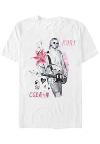 Kurt Cobain – Flowers – T-Shirt – Weiß – L – 100% Baumwolle