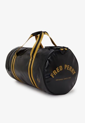 Fred Perry – Tipped Classic Barrel Black/Gold – Dufflebag – Schwarz – Onesize – gid://shopify/Metaobject/170203119853