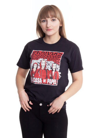 La Casa De Papel – Group Shot – T-Shirt – Schwarz – L – 100% Baumwolle
