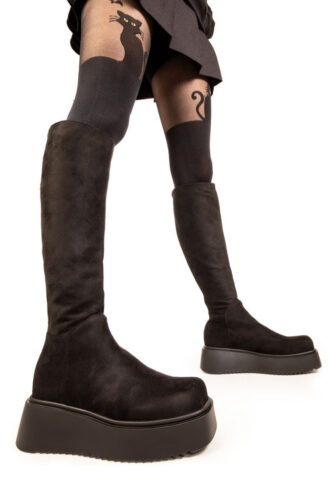 Lamoda – Cruel Winter Chunky Knee High Black Suede – Girl Schuhe – Schwarz – EU 36 – Synthetic/Textile/Gummi