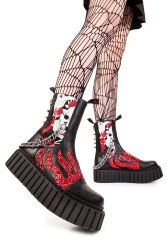 Lamoda – Unforgiving Chunky High Ankle Black Red Glitter – Girl Schuhe – Schwarz – EU 41 – Synthetic/Textile/Gummi