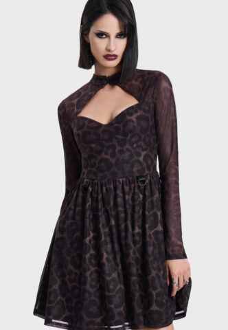 Killstar – Leopard Mini Brown – Kleid – Braun – XL – 95% Polyester, 5% Elastan