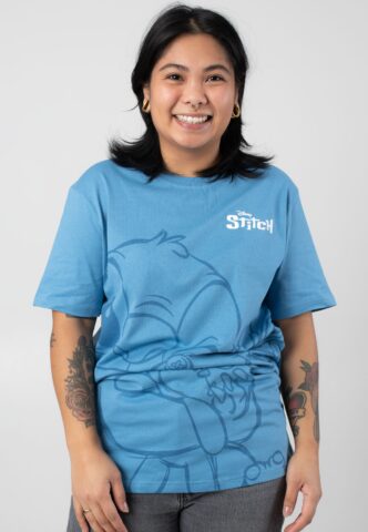 Lilo & Stitch – Hugging Stitch Blue – T-Shirt – Blau – L – 100% Baumwolle