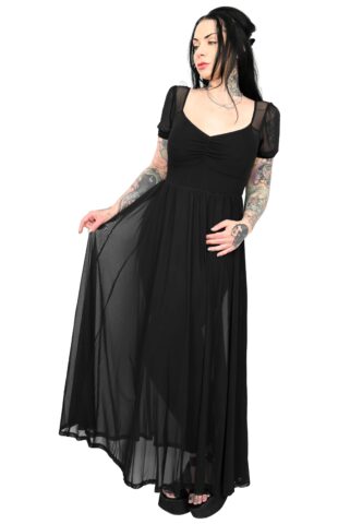 Foxblood – Lily Mesh Maxi Black – Kleid – Schwarz – XL – 95% Polyester, 5% Elastan