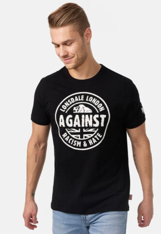 Lonsdale – Against Racism – T-Shirt – Schwarz – M – 100% Baumwolle