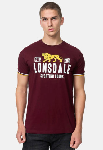Lonsdale – Blagh Oxblood/Yellow/White – T-Shirt – Weinrot – L – 100% Baumwolle
