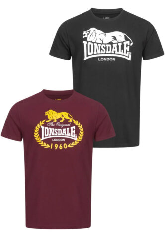 Lonsdale – Ecclaw Pack Of 2 Black/Oxblood – T-Shirt – Schwarz – 3XL – 100% Baumwolle