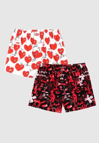 Lousy Livin – Valentines & Halloween Pack Of 2 Black/White – Boxershorts – Schwarz – S – 100% Bio-Baumwolle